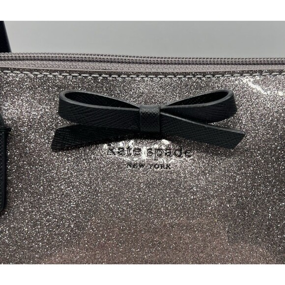 Kate Spade New York Mavis Street Jeralyn Silver Gray Glitter Tote Bag Purse READ - Picture 3 of 15
